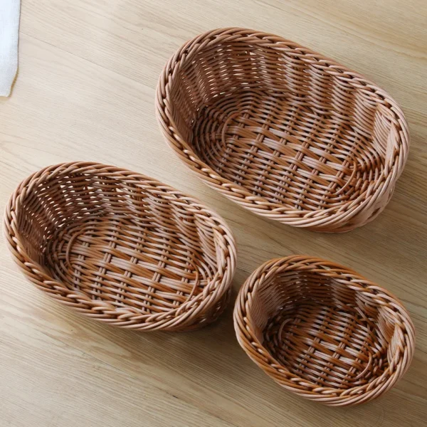 Imitation Rattan Yuanbao-Shaped Fruit Plate Creative Household Storage Baskets Picnic Snacks Sundry Baskets Dried Fruit Tray