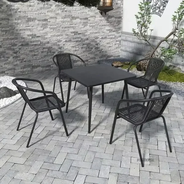 Modern Weave Outdoor Garden Furniture Sets Balcony Outdoor Furniture Sets Retro Chair Restaurant Hotel Leisure Table Chairs