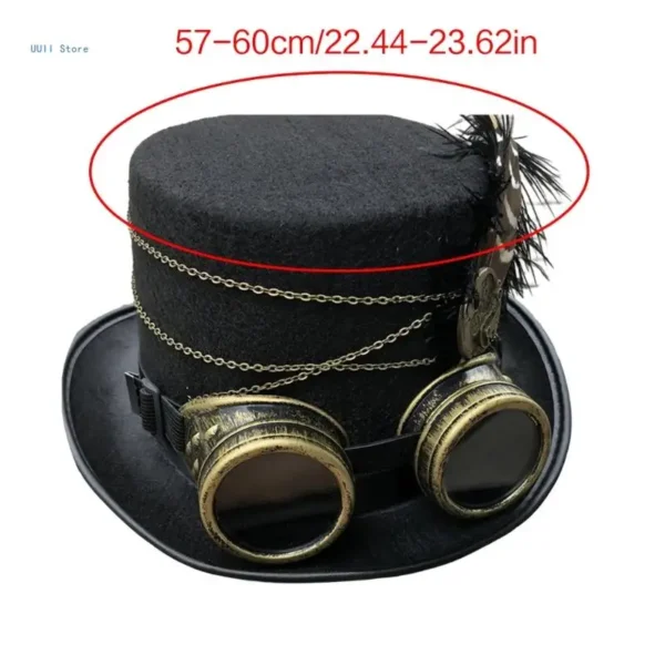 Steampunk Hat Vintage Top Hat Men Women Hat Carnivals Party Costume Accessories - Image 6