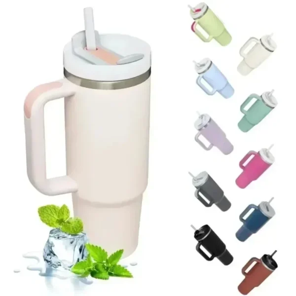 40oz Insulated Tumbler acuum Cup 2.0 Thermal Mug for with Handle Straw Stainless Steel Hot and Cold Coffee Drinks - Image 2