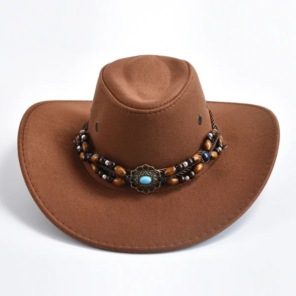 Vintage Big-edge Western Cowboy Hats for Men Women Artificial Suede Gentleman Cowgirl Jazz Hat Sombrero Hombre Cap - Image 2