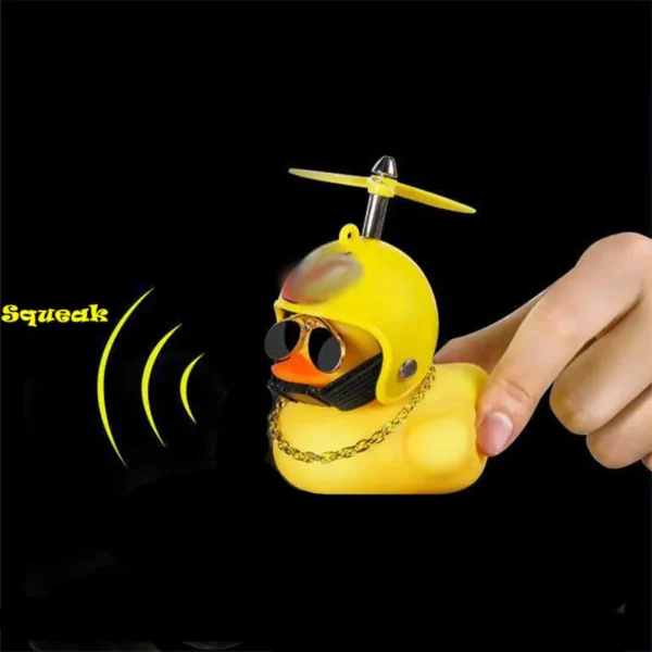 Car Duck With Helmet Broken Wind Pendant Small Yellow Duck Road Bike Motor Helmet Riding Cycling Accessories Without Lights - Image 6