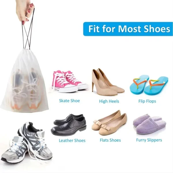 10PCS Portable Shoe Storage Drawstring Eco Storage Bag for Sundries Travel Makeup Bag Waterproof Transparent Plastic Storage Bag - Image 3