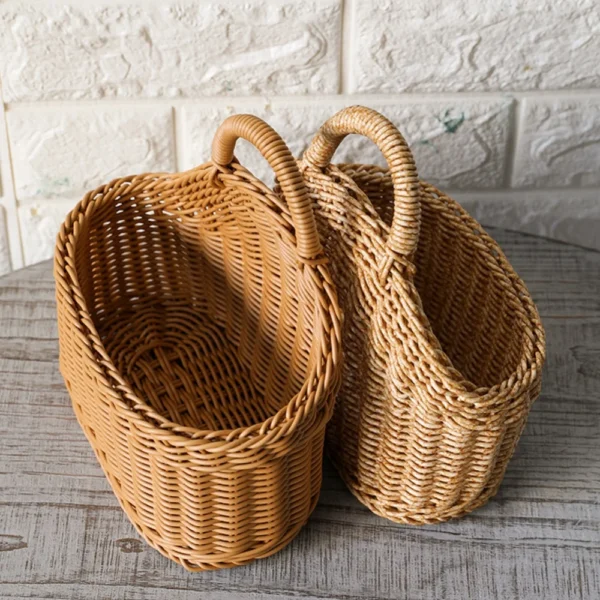 EPCI Woven Hangings Storage Baskets Handmade Wicker Flower Pot Breathable Florist Rattan Flower Planter For Home Decor Balcony