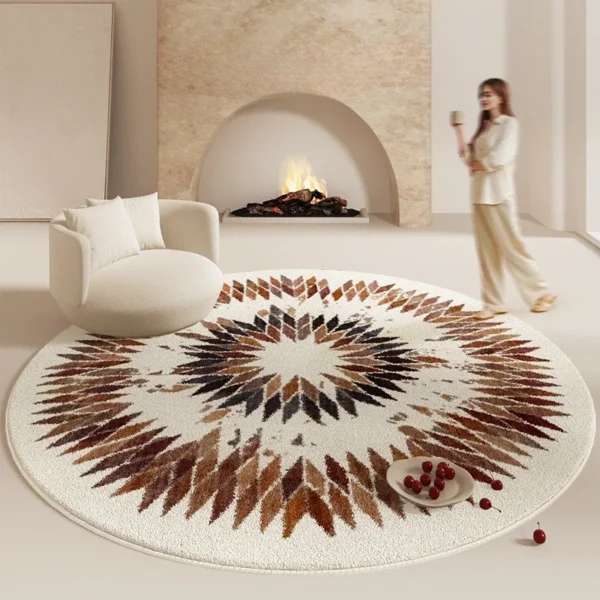 Cream Style Bedroom Decor Carpet Large Area Round Carpets for Living Room Home Thicken Washable Floor Mat Fluffy Soft Lounge Rug