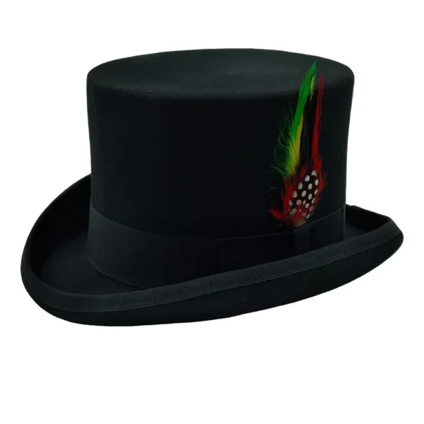 Fedoras Wool Magic high hat British black jazz top hat male court gentleman flat felt hat Webbing sombrero de copa brit??nico - Image 2