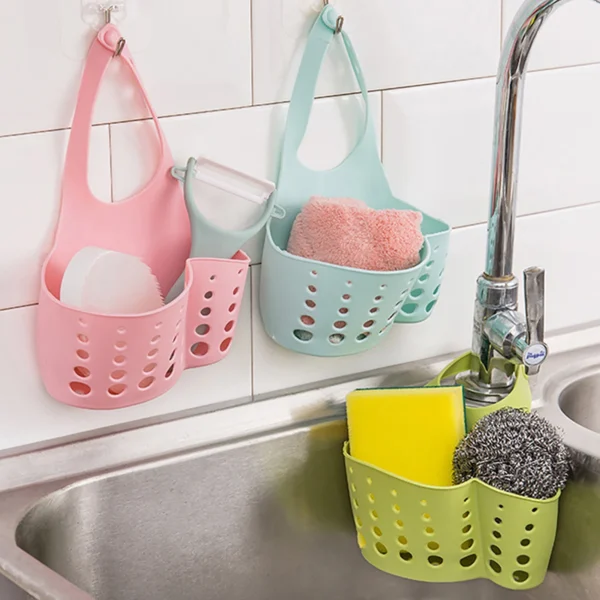 Adjustable Sink Storage Drain Basket Plastic Bag Useful Things For Kitchen Accessories Soap Sponge Hanging Organizer Storage - Image 2