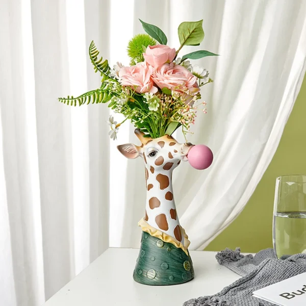 Vase For Flowers Resin Vases Home Decor Modern Living Room Decoration Table Desktop Panda Giraffe Zebra Flower Vase Ornaments