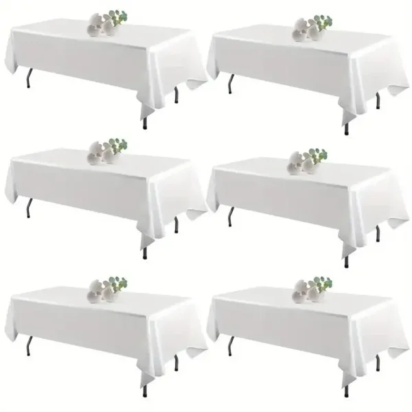 6Pcs White Tablecloth Rectangle Table Cloth Stain and Wrinkle Resistant Washable Polyester Table Cover for Dining Table Decor