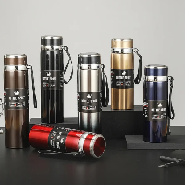 Stainless Steel Insulated Mug Outdoor Car Travel Mug Large Capacity Mug Thermos Double Layer Stainless Steel Water Bottle 1000ml - Image 2