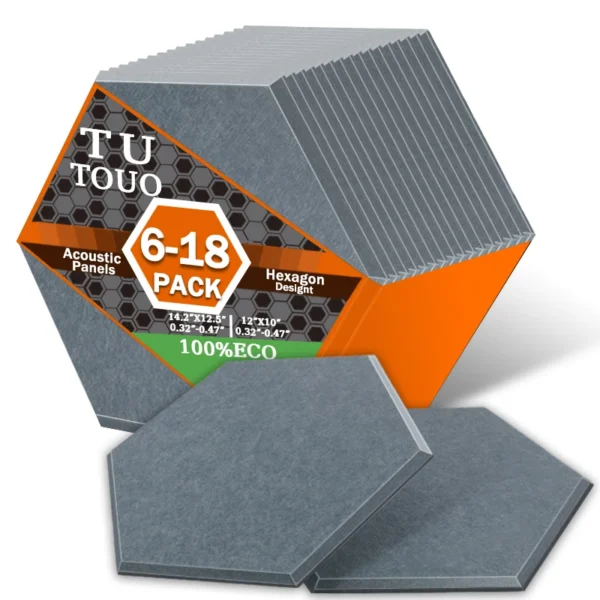 TOUO High Density Acoustic Panel 6-18 Pcs Sound Absorbing Panels Home Studio Flame-Retardant Sound Absorbing Material Wall Decor