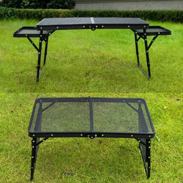 Camping Table Iron Mesh Folding Table Portable Outdoor Camping With Lifting Shelf Mesh Folding Table Outdoor Foldable Table - Image 6