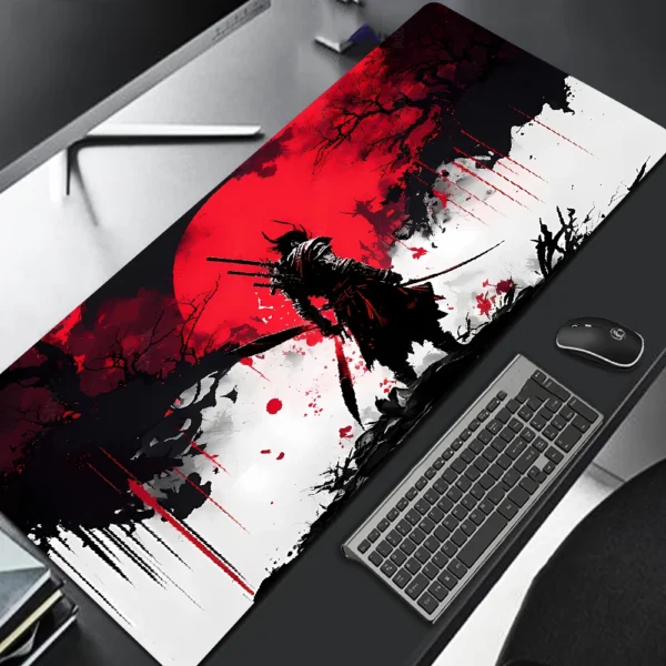 Samurai Warrior Mouse Pad Gamer Computer Accessories Keyboard Table Mat Black Mousepad Company Gaming Laptop Desk Accessory Pc - Image 2