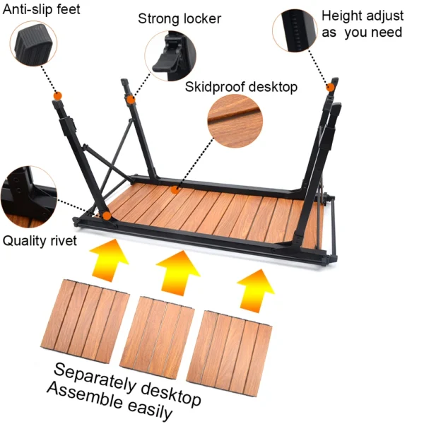 Camping Folding Removable IGT Wood Table Gas Stove  Portable lightweight Camp BBQ Grill Table Outdoor Picnic Fishing table - Image 3