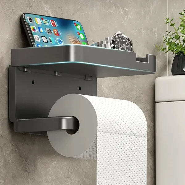 Toilet Paper Holder Plastic Storage Rack Kitchen Towel Placement Of Seasoning Bottles Bathroom Wall Roll Of Paper Phone Storage - Image 4