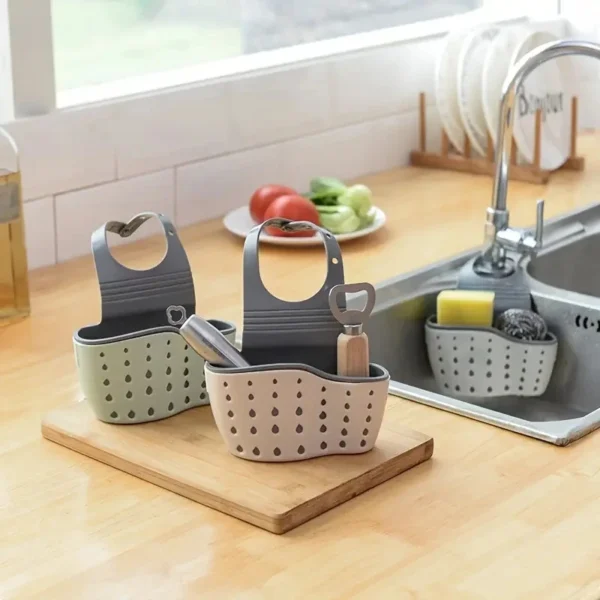 1PC Kitchen Organizer Adjustable Snap Sink Sponge Holder Kitchen Hanging Drain Basket Kitchen Gadgets - Image 3