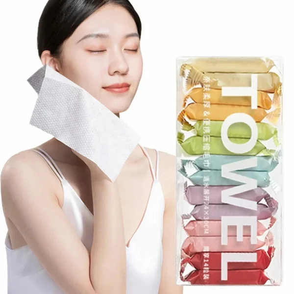 14pcs/box ,Face Cleansing Thickened Compressed Beauty Square Towel, Portable Travel Towel Disposable Washcloth