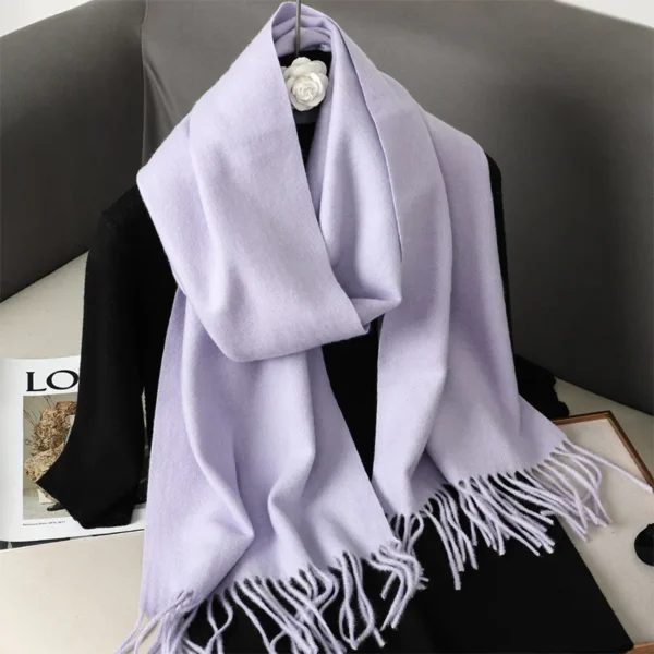 62Color Solid Women Winter Scarf Warm Thicken Cashmere Shawl Outdoor Fashion Luxury Tassels Pashmina Lady Wrap Windproof Scarves - Image 4