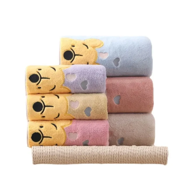 Thickened Winnie The Pooh Embroidered Coral Velvet Bath Towel Soft Household Towel Children's Cartoon Bath Towel - Image 5