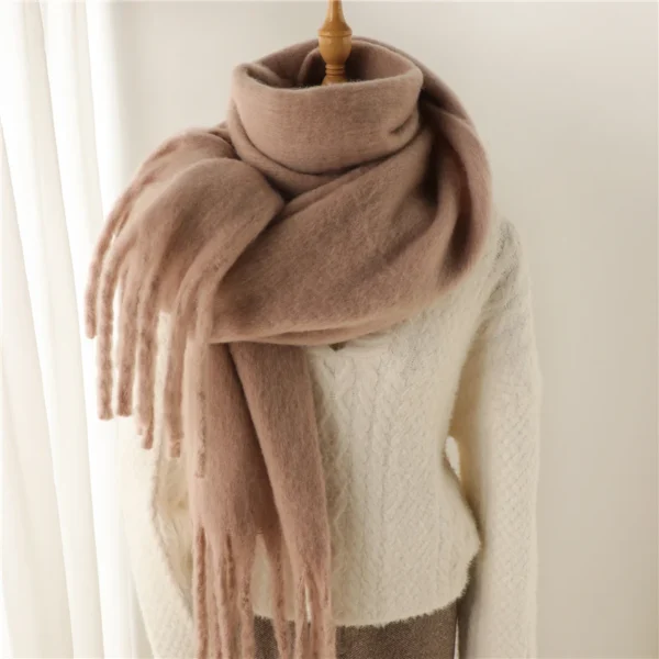 Winter Scarf for Women Cashmere Warm Solid Pashmina Blanket Wraps Female Thick Soft Bufanda Big Tassel Shawl Long Poncho Echarpe - Image 4