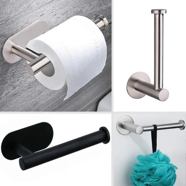 No Drilling Toilet Paper Holder Bathroom Roll Tissue Towel Dispenser Hanger Stainless Steel Napkin Storage Kitchen Accessories - Image 5