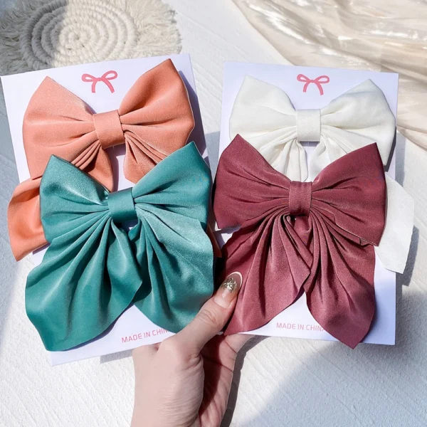 2Pcs/Set Women Girls Sweet Print Bows Hair Clips Hairpins Ribbon Barrettes Duckbill Clip Headwear Female Summer Hair Accessories - Image 3