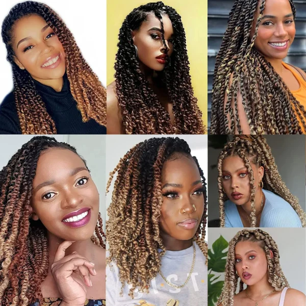 Pre Separated Springy Afro Twist Hair Ombre Blonde Brown 18 Inch Afro Kinky Marley Twist Braiding Hair Synthetic Crochet Hair - Image 5