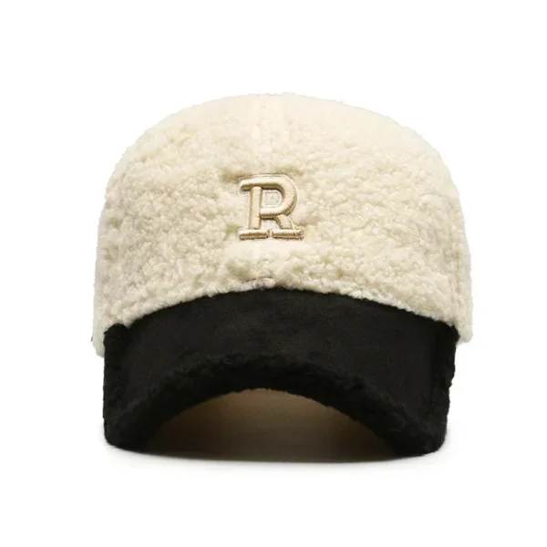 2023 Trendy Big Letter Embroidery Men Winter Hats White Brown Lambswool Baseball Cap for Women Warm Plush Trucker Hats Gorras - Image 3