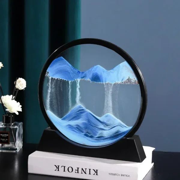 3D Moving Sand Art Picture Round Glass Deep Sea Sandscape Hourglass Quicksand Craft Flowing Sand Painting Office Home Decor Gift - Image 2