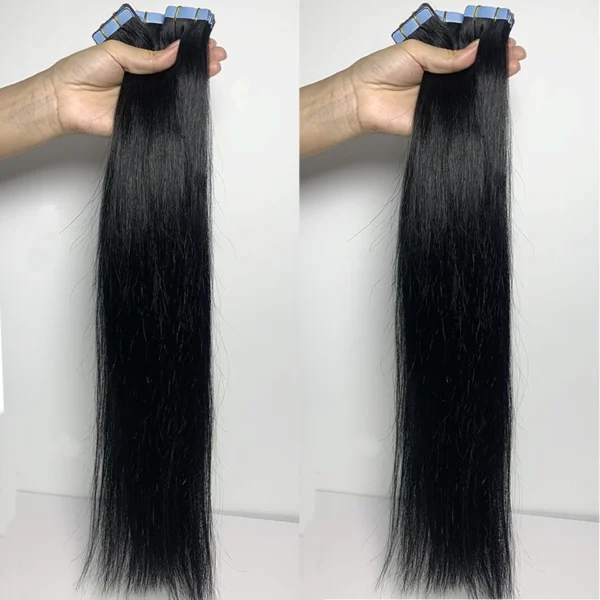 Straight Tape In Human Hair Extensions Natural Hair Extensions 1B 100% Remy Skin Weft  Adhesive Glue On For Salon High Quality - Image 4