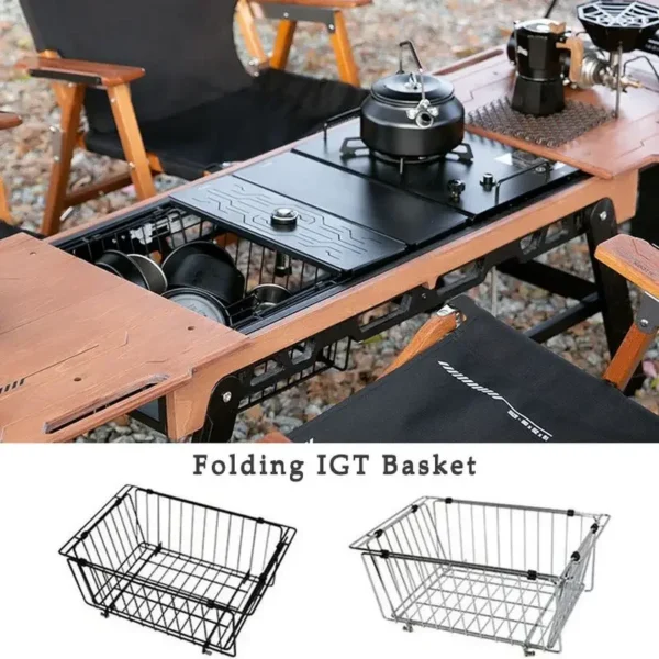 Camping IGT Unit Folding Basket Lightweight Aluminum Alloy IGT Table Accessories Board Table Panel Portable Storage Basket