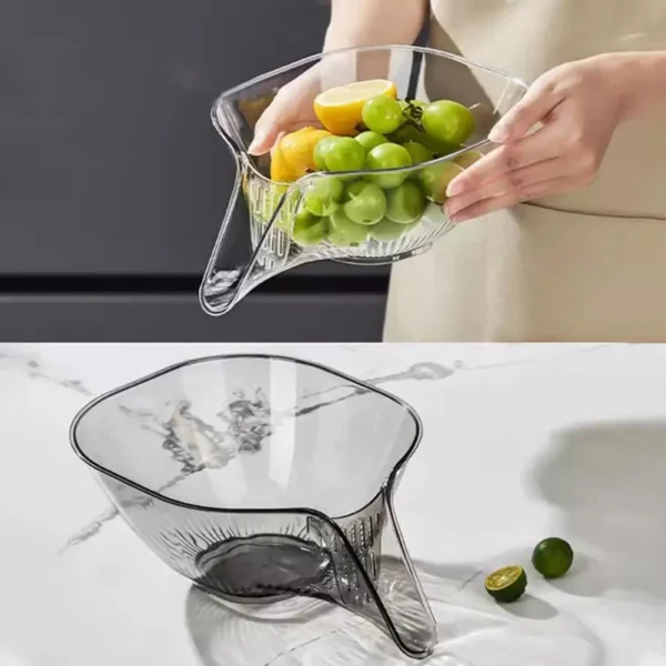 Drain Basket Fine Drainage Holes Basket Large Capacity Efficient Quick Drainage Sink Fruit Vegetable Washing Basket for Kitchen - Image 3