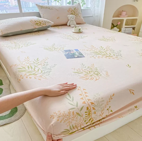 100% Cotton Elastic Bed Sheets Sets Double Bed Flower Pring Fitted Sheet +2pc Pillowcases Single Queen King Size Bed Cover B99G - Image 3