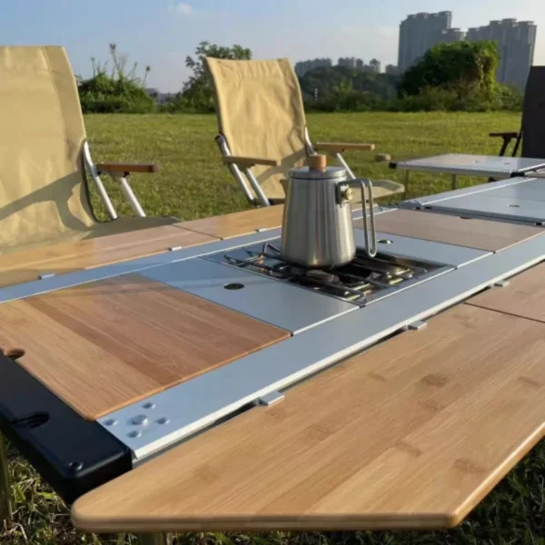 Tryhomy IGT Table Bamboo Extension Plate Camping Table 2/3/4 Unit Side Board Table Top IGT Corner Board Outdoor Kitchen System - Image 2