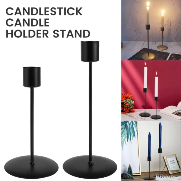 Candle Holder 2Pcs Metal Candlestick Holder for Taper Candle Decorative Black Candle Holder for Home Decor Wedding Dinning Party