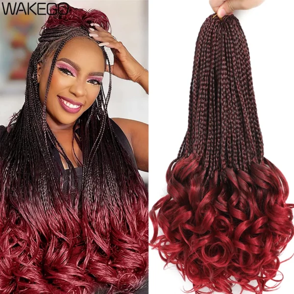 14 18 24 Inch French Curl Box Braids Crochet Hair Ombre Brown to Blonde Prelooped Synthetic French Curls Braiding Hair for Women - Image 4