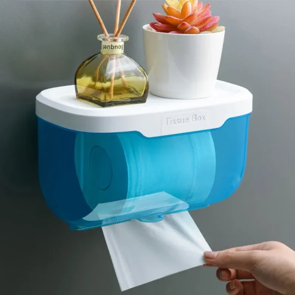 Punch-free Toilet Paper Holder Box Waterproof Storage Toilet Paper Storage Rack Paper Towel Kitchen Bathroom Storage Box - Image 3