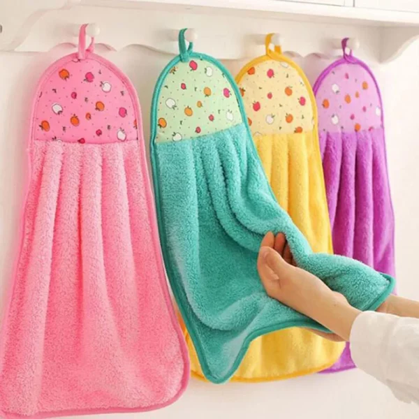 3pcs Coral Fleece Fingertip Towel, Hanging Towel For Wiping Hands, Household Dishwashing Cloths For Bathroom, Bathroom Supplies