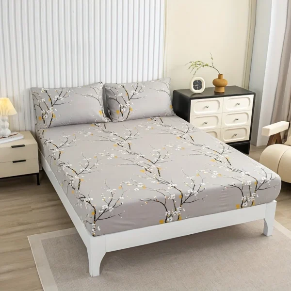 3pcs Printed Pattern Fitted Sheet Set, (1* Fitted Sheet + 2* Pillowcases, Without Core) - Image 3