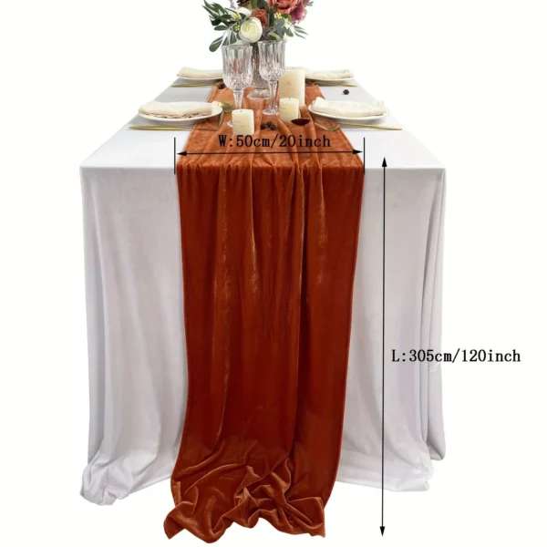 1pc Luxurious Velvet Table Runner, WeddingReception Decorations, Soft Table Linen Overlay, WeddingTable Runner Room Decor - Image 2