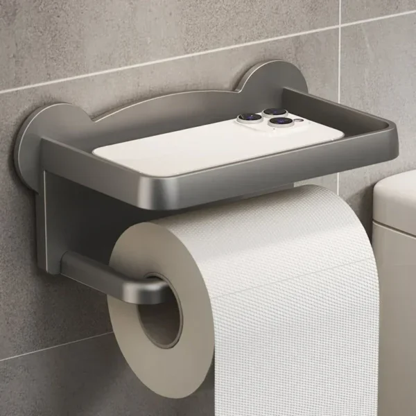 1Pc Toilet Paper Holder Stand Wall-Mounted Toilet Paper Dispenser Kitchen Bathroom Storage Rack for Tissue Box Shelf Phone Holde - Image 3