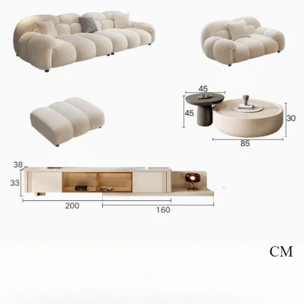 Fabric Minimalist Living Room Sofa Set 6 Seters Beige Sectional Designer Modern Sofas Couch Double Canape Salon Home Furniture