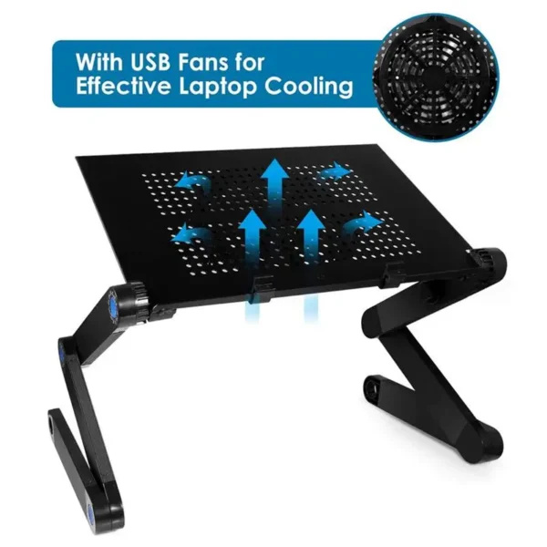 Adjustable Aluminum Laptop Desk Portable Ergonomic TV Bed Lapdesk Tray PC Table Stand Notebook Table Desk Stand With Mouse Pad - Image 2