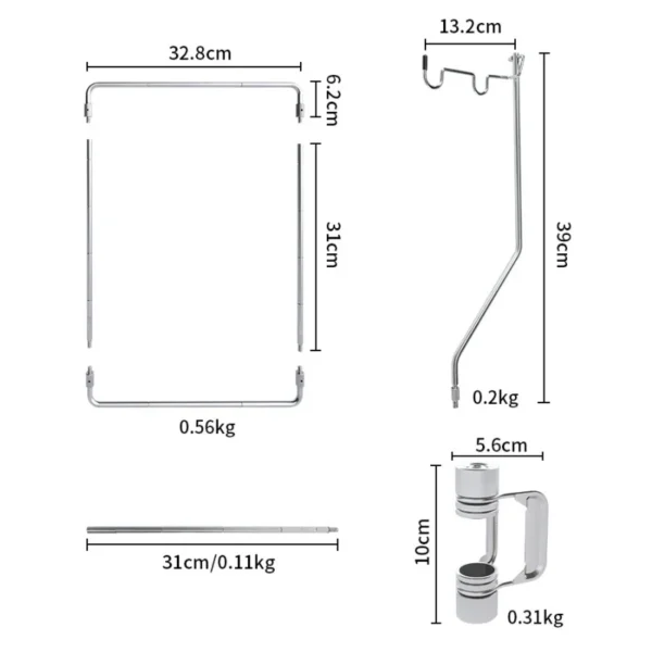 Camping Table Shelf Outdoor IGT Table Accessories Portable Hanger Light Stand Stainless Steel Desktop Storage Rack Hanging Shelf - Image 2