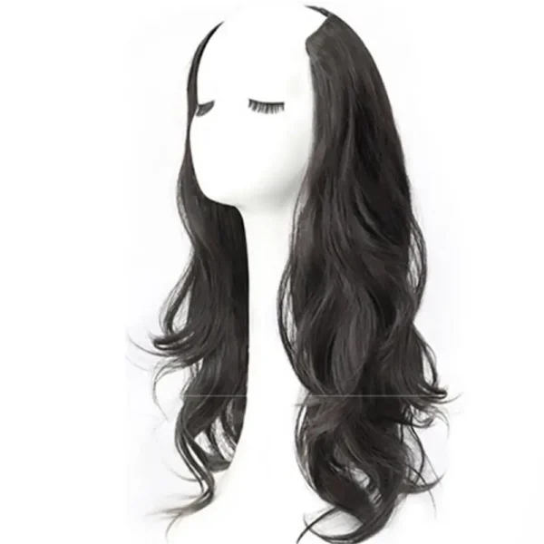 Synthetic Women Long Curly Invisible Seamless V-shaped Wig Simulated Increase Volume Fluffy High-level One-piece Hair Extension - Image 5