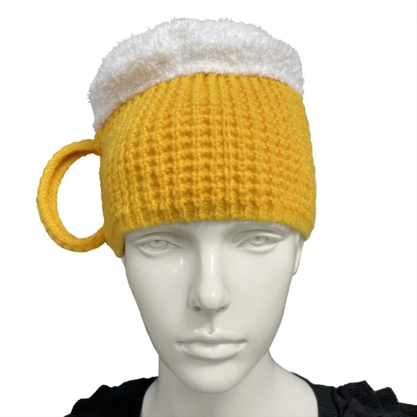 3D Beer Cup Hats Beanie  party Unisex Hairline Cap Beer Lovers Ear Warmers For Women Men New Year Presents Valentine's Fun Gift - Image 2