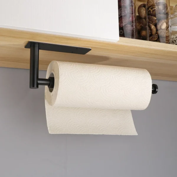 Stainless Steel Paper Towel Holder Punch-free Bathroom Toilet Paper Holder Storage Rack Kitchen Organizer Adhesive Wall Mount - Image 2