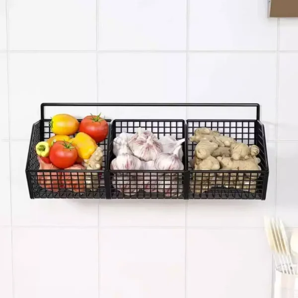 Onion Gginger Garlic Kitchen Shelf Wall Hanging Condiments Spice Vegetable Fruit Storage Rack Wall Drain Basket Punch-Free - Image 5