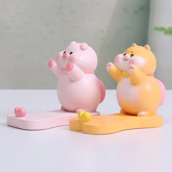 Cute Animal Sculpture Small Ornament Phone Holder Fun Resin Crafts That Can Pinch the Buttocks of Piggy Kitten Children's Gift - Image 6