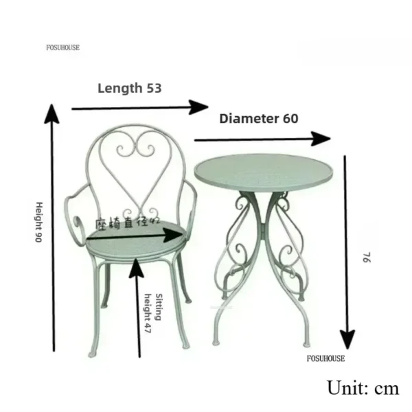 Retro Iron Garden Furniture Sets Balcony Outdoor Furniture Sets Outdoor Garden Balcony Cafe Dining Table Chairs Set For Garden - Image 6